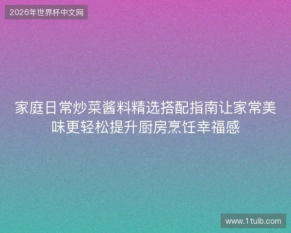 家庭日常炒菜酱料精选搭配指南让家常美味更轻松提升厨房烹饪幸福感
